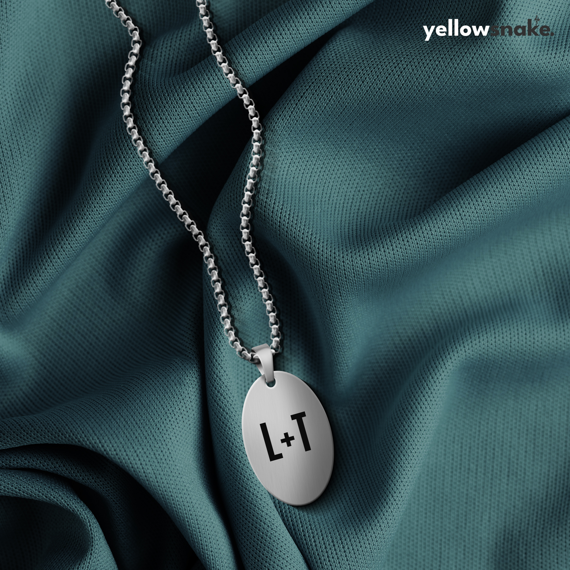 Engraved oval initial Necklace  | Pure Stainless Steel